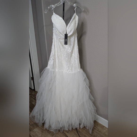 Fashion Nova White Sequin Strapless Dress - Picture 3 of 6